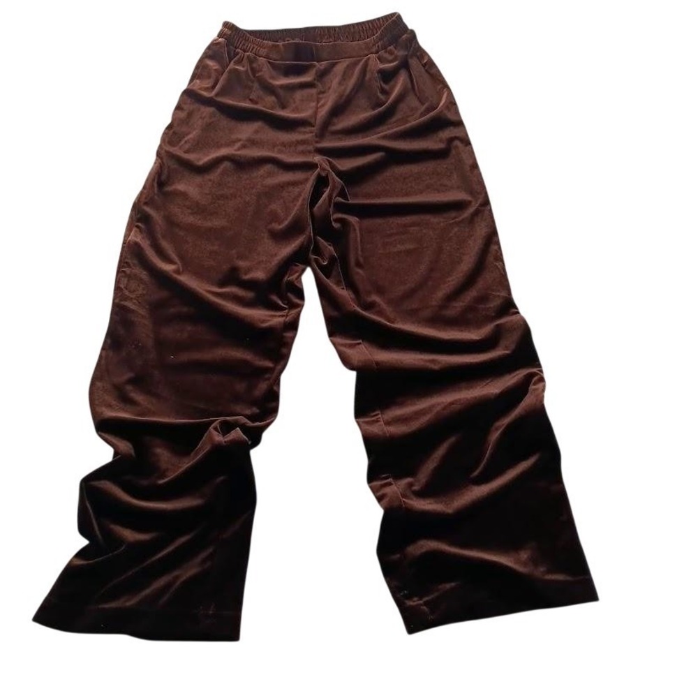 Coldwader Creek Womens Small Brown Velour Pants Stretch‎ Waist Casual Lounge